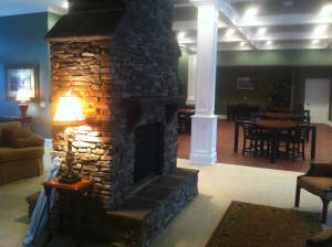 Double sided fireplace at Tranquility of Dalton